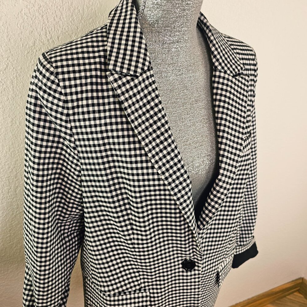 FIRST LOVE Bohme checkered one button relaxed fit blazer in black/white